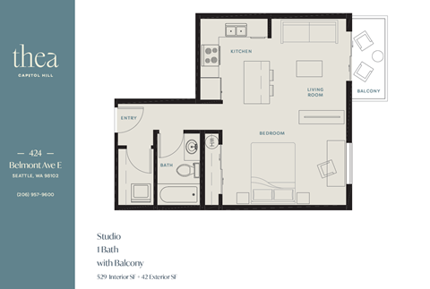 a floor plan of a 1 bedroom apartment